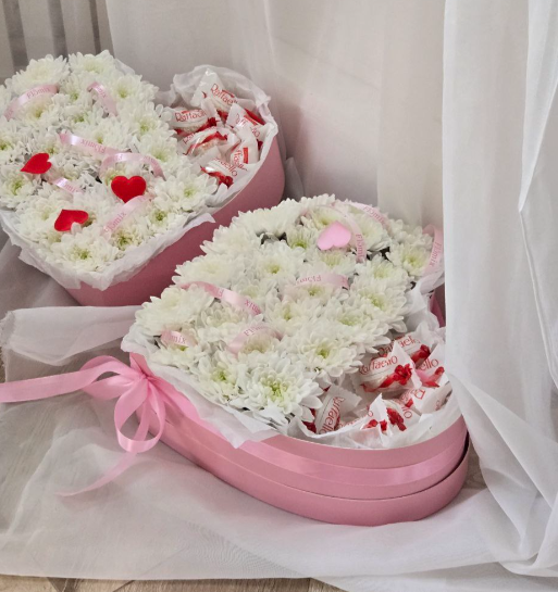 Шайба сердце с хризантемой 251