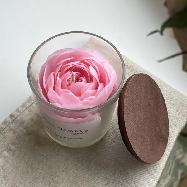Свеча в стакане "Розовый пион"