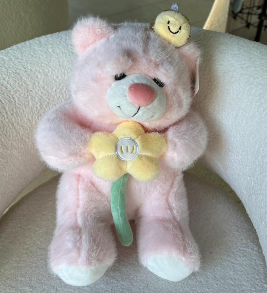 Мишка розовый с цветком