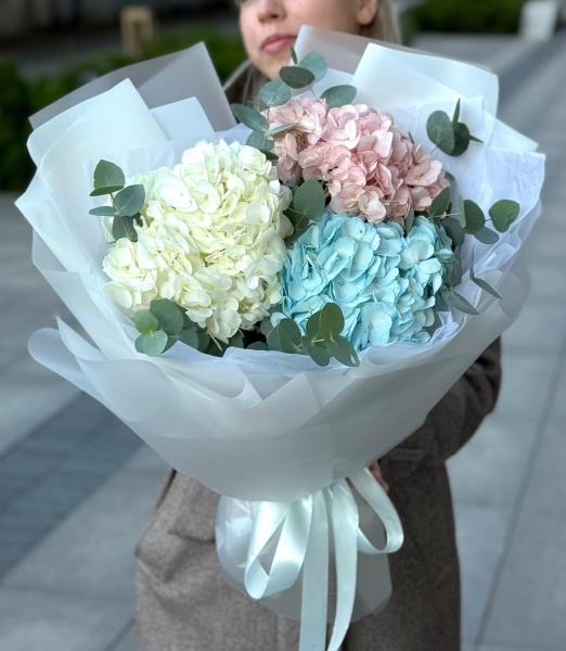 Букет гортензия и эвкалипт 213