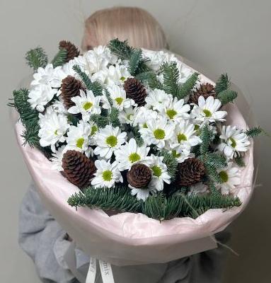 Новогодний букет с ромашкой М